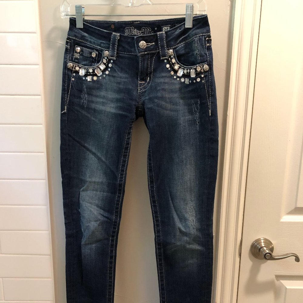 Miss Me jeans, skinny midrise, embellished